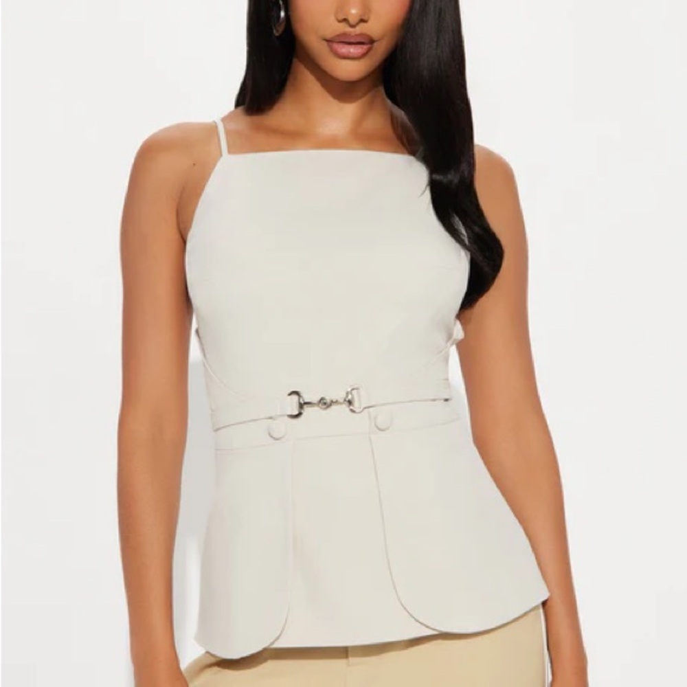 Cream Women's Top with removable belt included- never worn